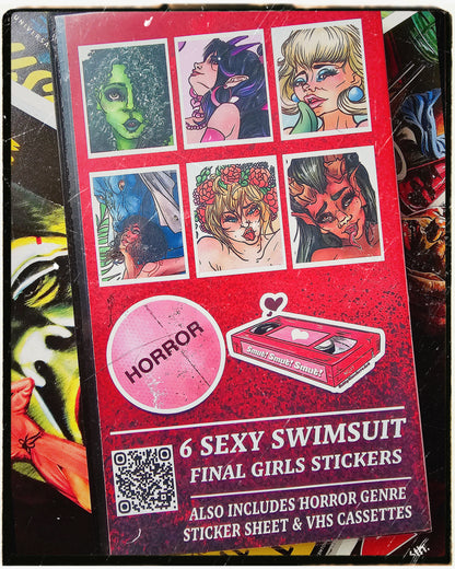 VHS Horror Swimsuit Babe Sticker Box