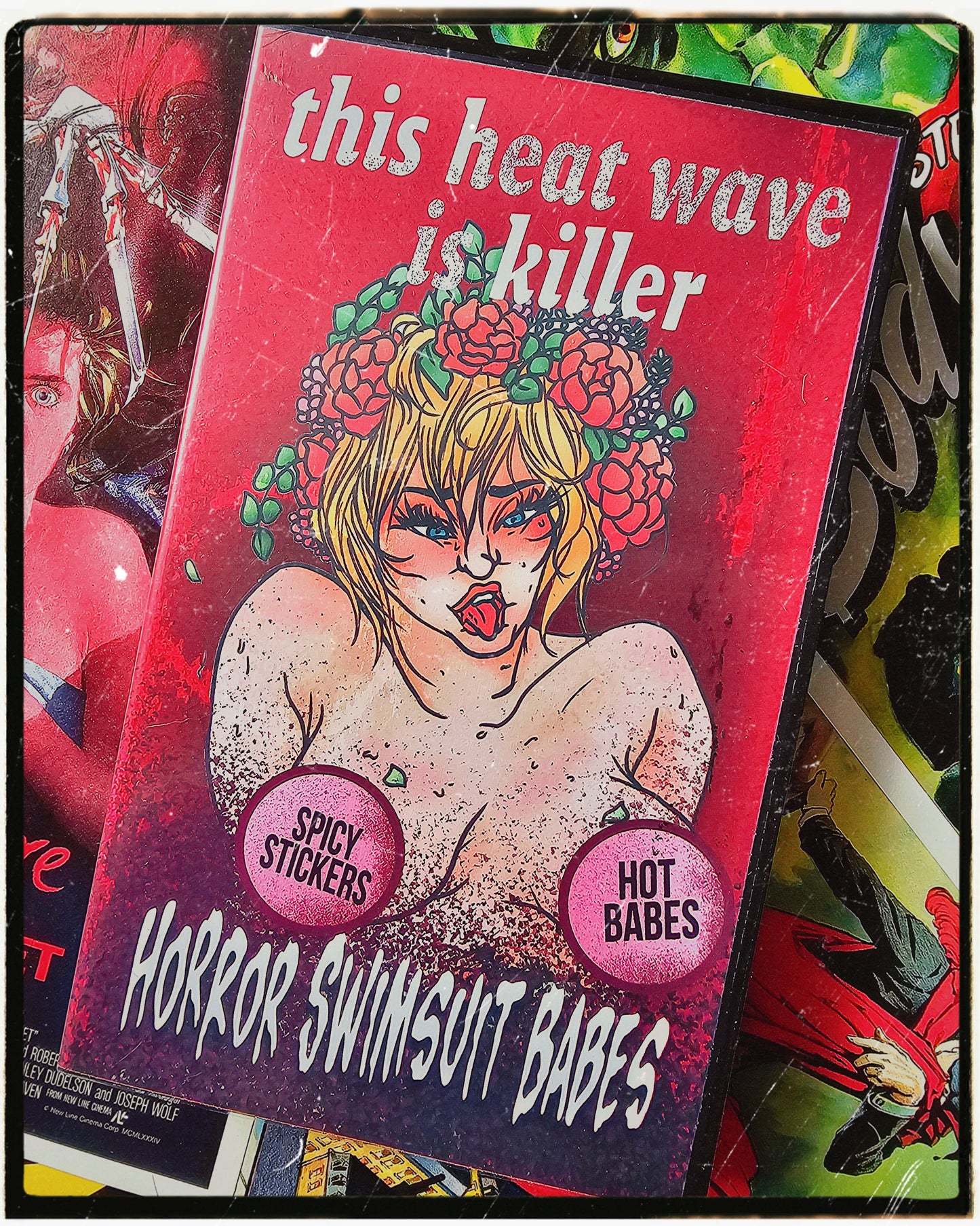 VHS Horror Swimsuit Babe Sticker Box