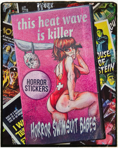 VHS Horror Swimsuit Babe Sticker Box