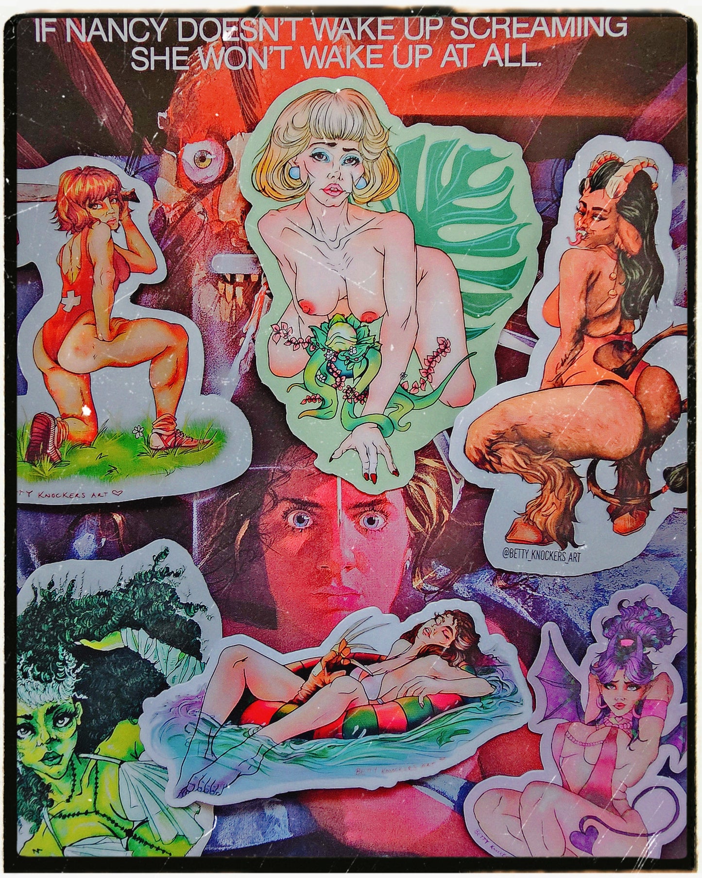 VHS Horror Swimsuit Babe Sticker Box